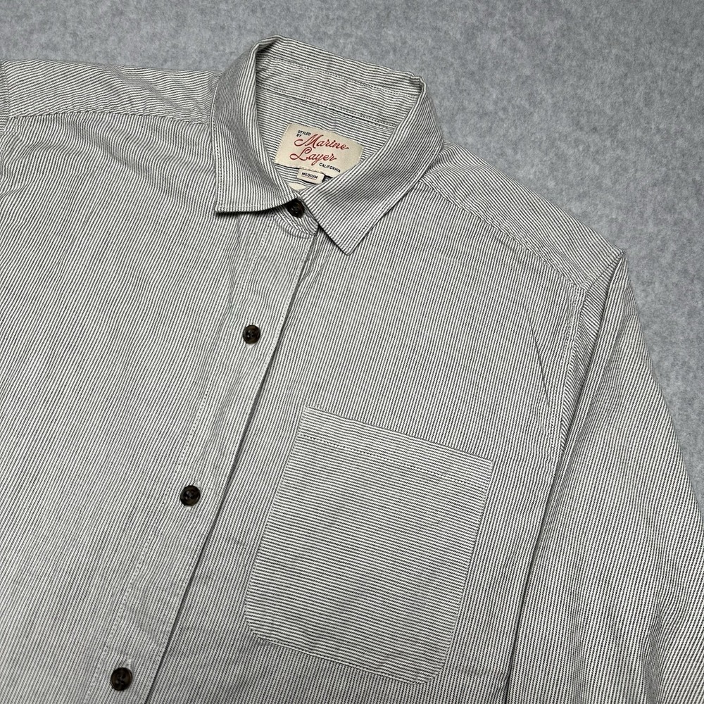Styled By Marine Layer California Oxford Shirt Womens Gray Striped Relaxed Fit M